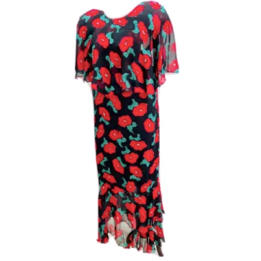 Vintage Joanie Char Silk Floral Dress🌹🥀